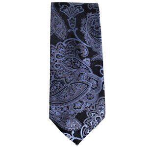 IZOD Men's Tie 100% Silk - Taupe, Light Blue & Black Paisley